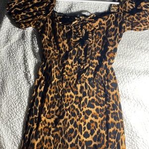 Super Cute cheetah print mini dress with tie in front
